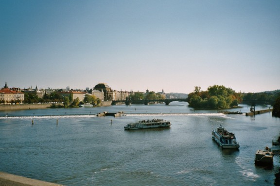 Aussicht von der Karlsbrcke auf Moldaubrcken