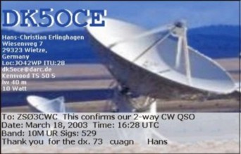 eqsl: ZS03CWC, South Africa